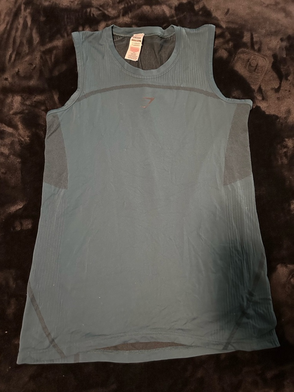 Mens Gymshark 315 Seamless Slim Fit Tank - Winter Teal/Black Size Large